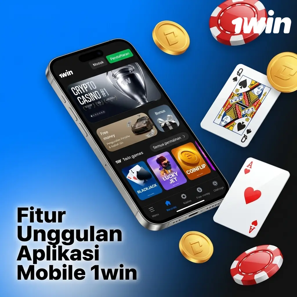 Fitur unggulan aplikasi mobile 1win: 13.000+ permainan, taruhan olahraga, live kasino, dan bonus 500%