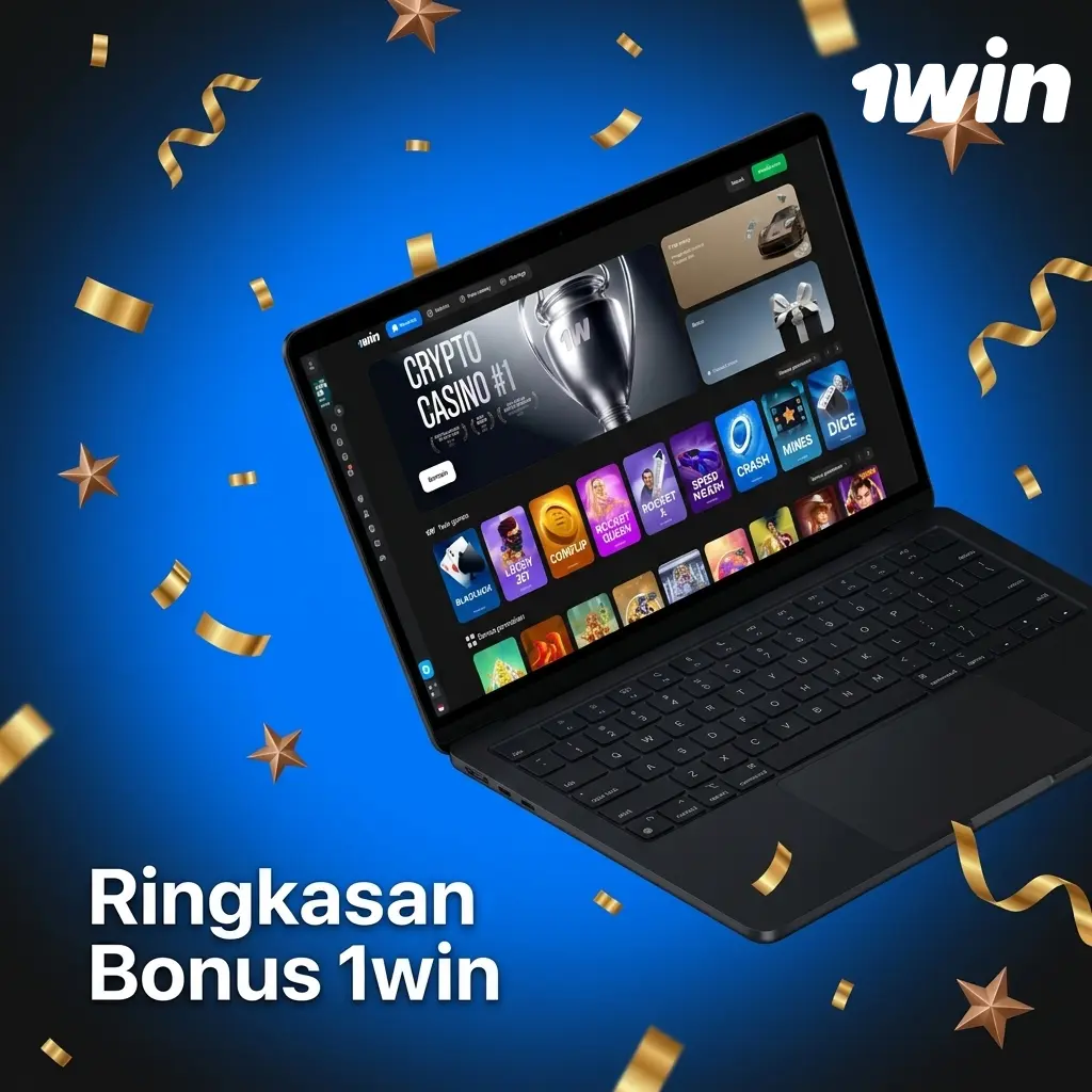 Tabel ringkasan bonus 1win untuk kasino dan taruhan olahraga di Indonesia, termasuk cashback, VIP, dan referral
